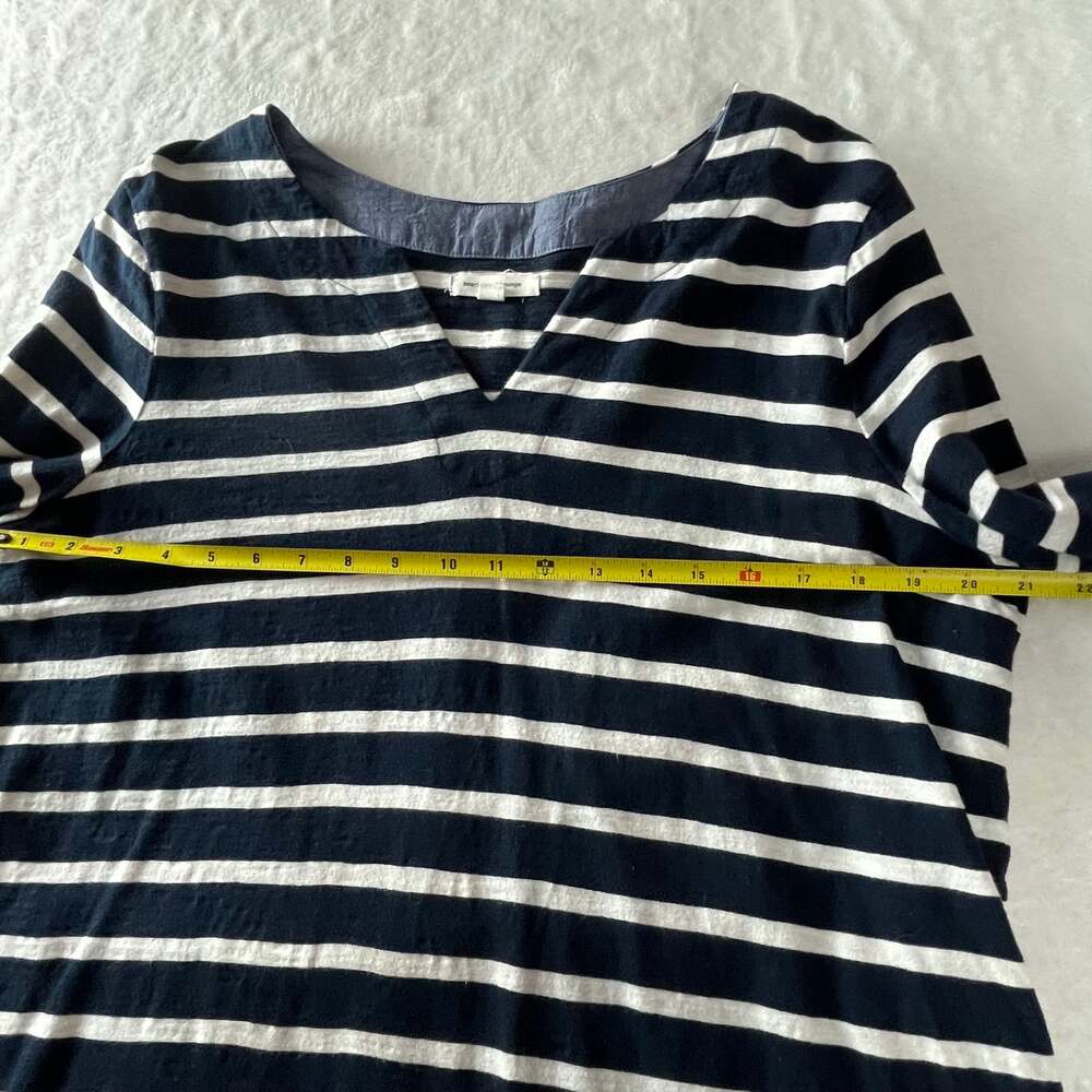BeachLunchLounge Navy White Stripe V Neck Cotton Shift‎ Dress Size L - Picture 5 of 7
